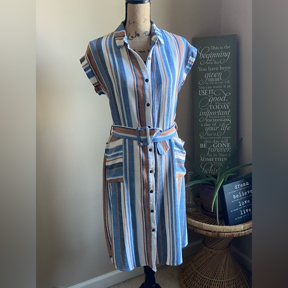 Monteau Multicolored Vertical Striped Dress